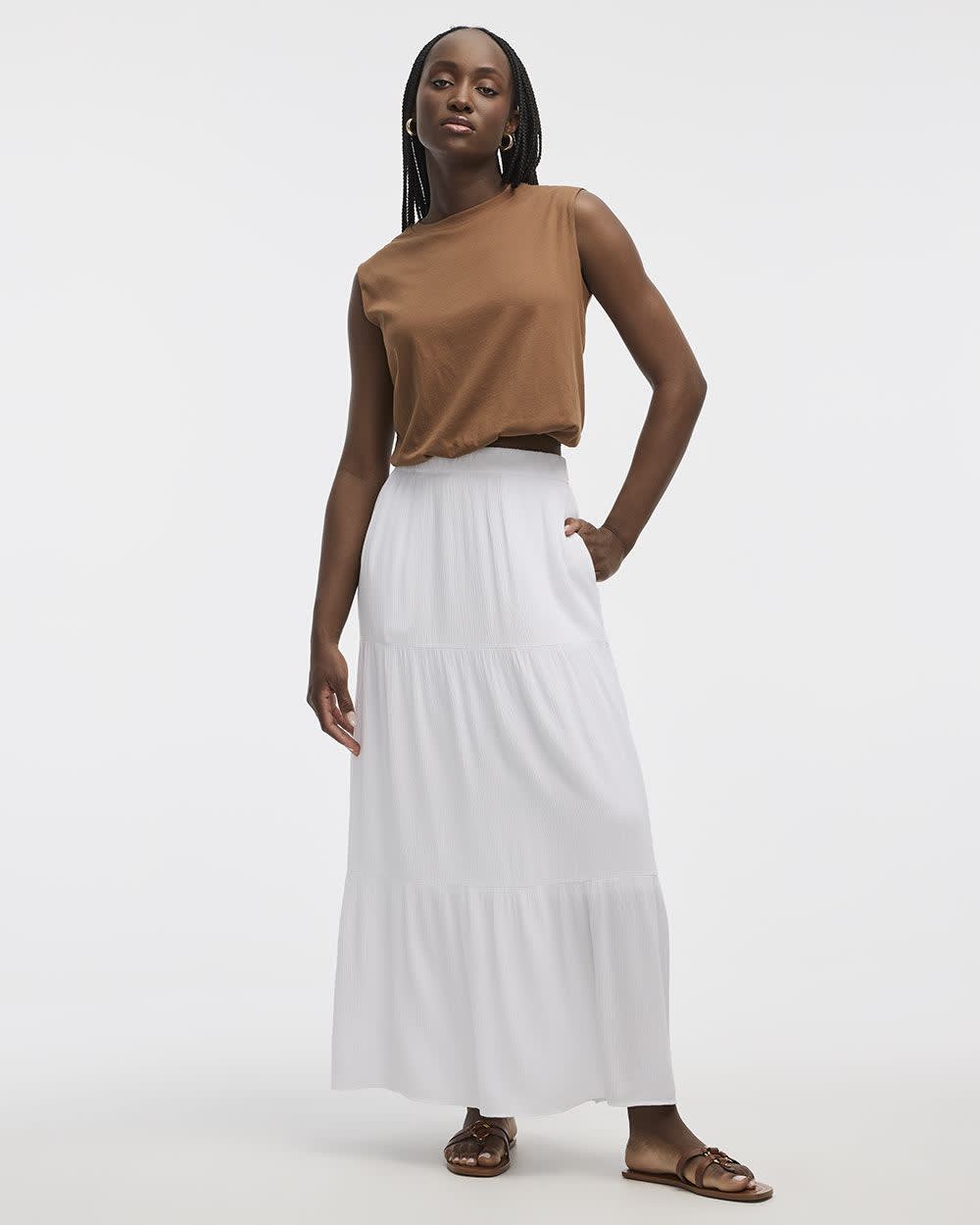 Jupe maxi étagée à enfiler