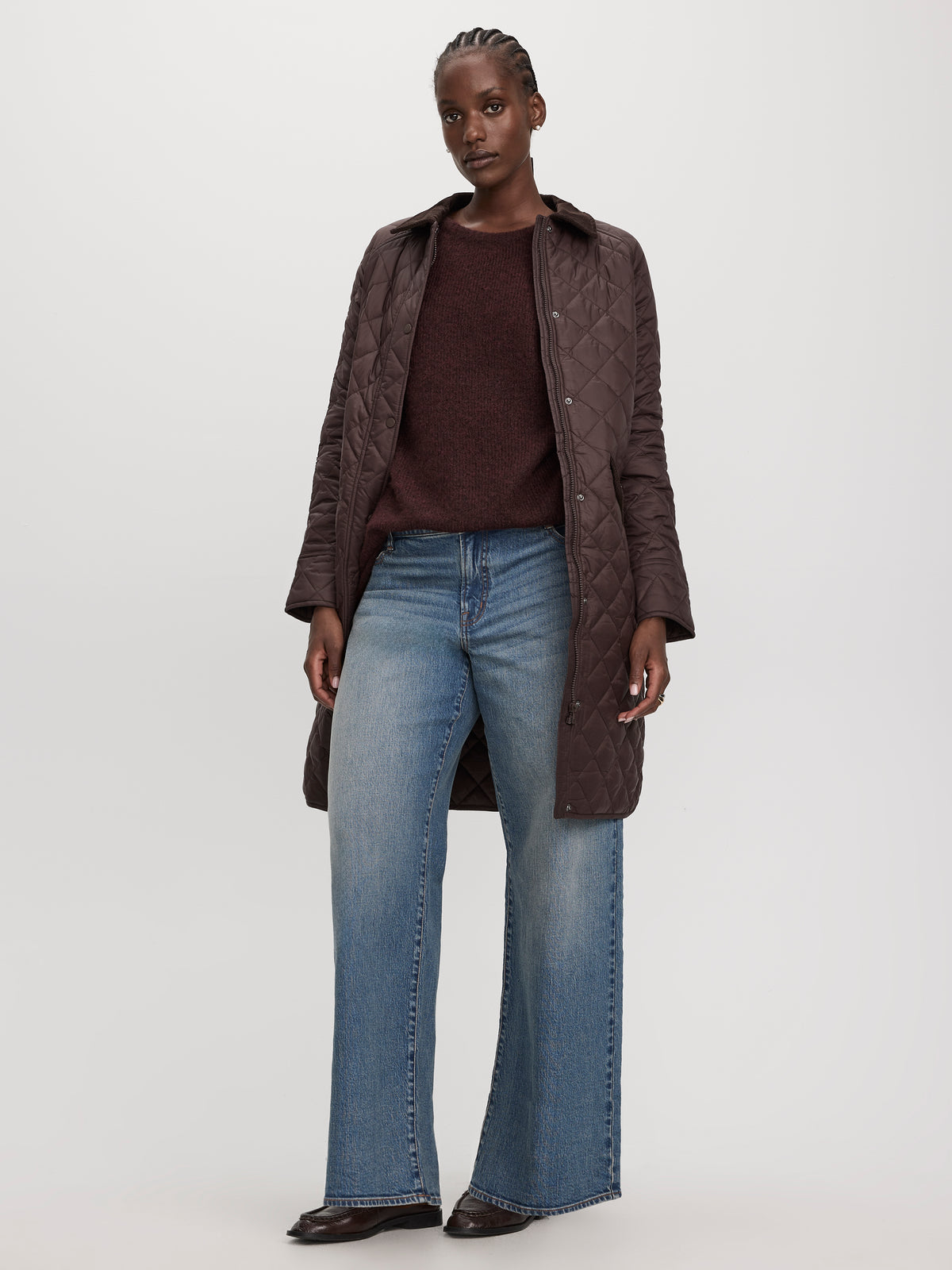 Quilted Jacket with Corduroy Collar