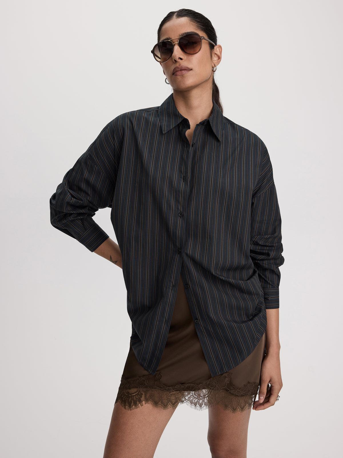 Poplin Blouse with Side Shirrings