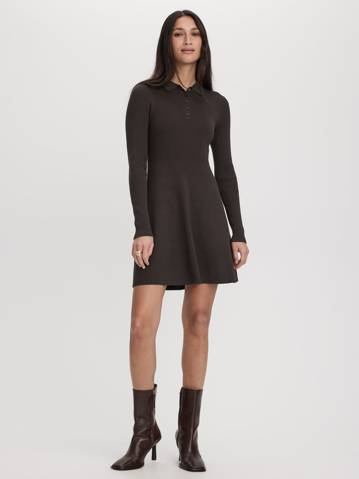 Long-Sleeve Polo Mini Dress