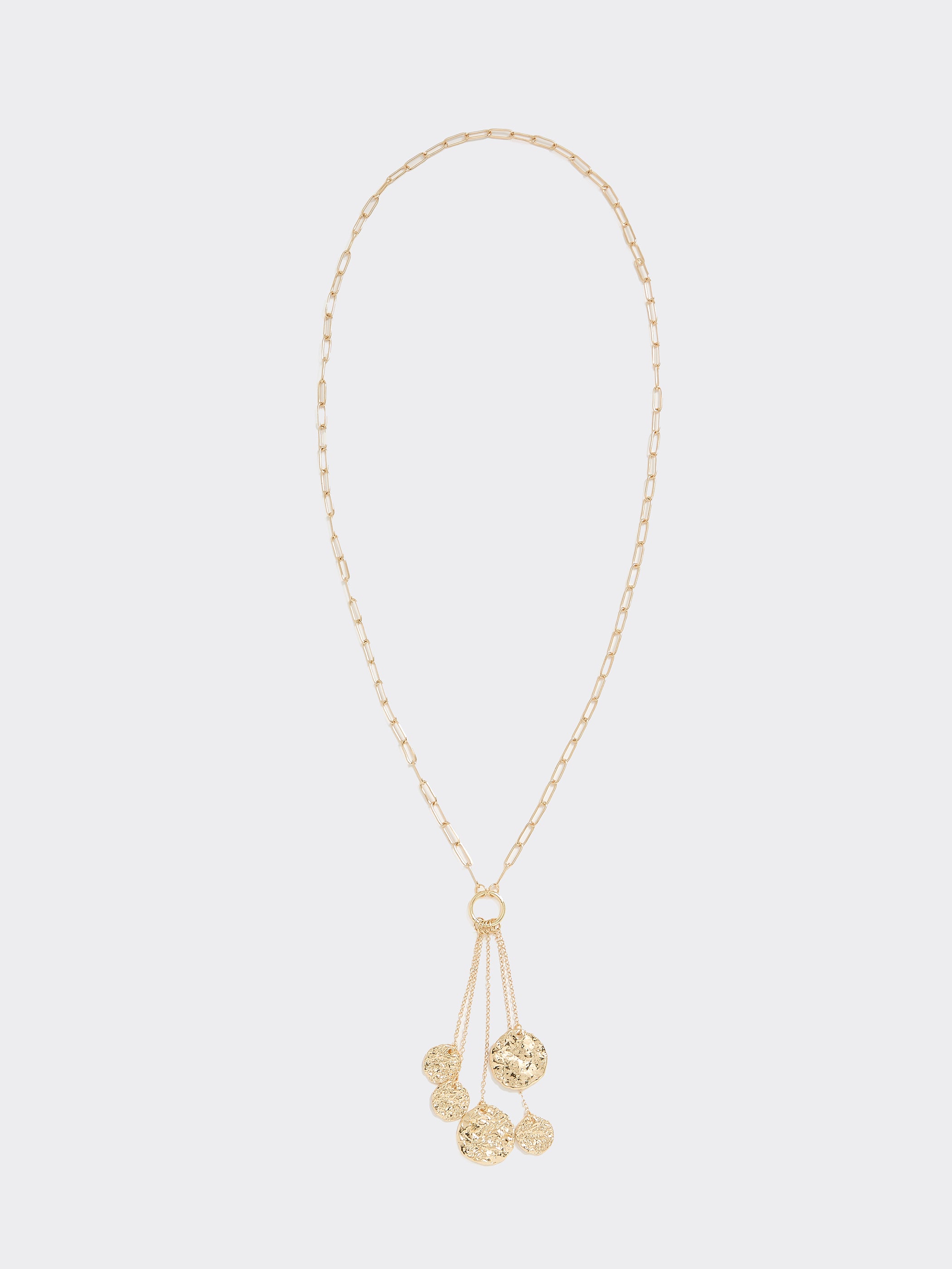 Long Carabiner Necklace with Coin Pendants