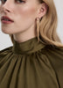 Satin Mock-Neck Mini Dress with Self-Tie Bow