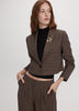 Short One-Button Houndstooth Blazer