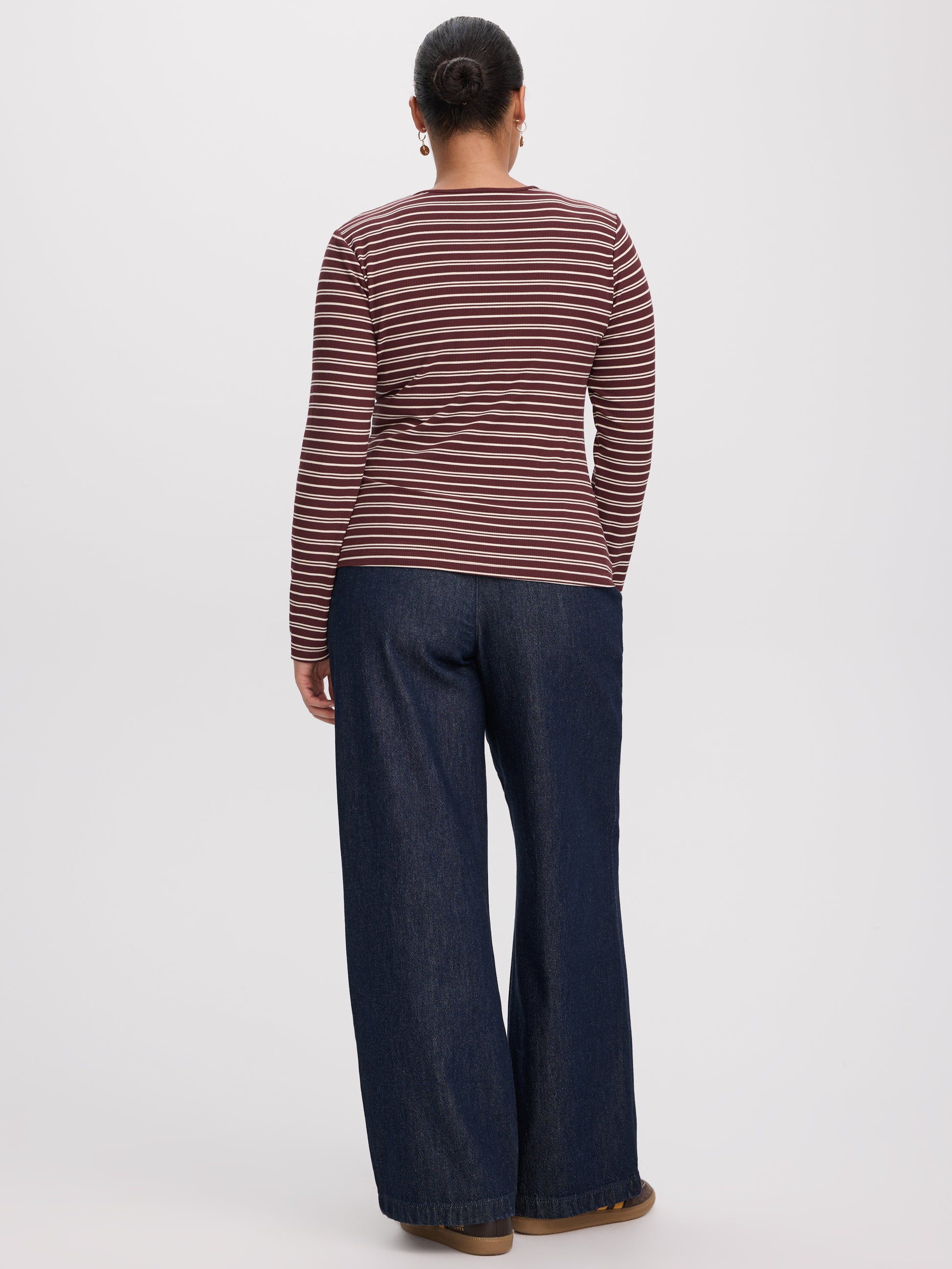 Striped Long-Sleeve Crew-Neck Ribbed T-Shirt - R Essentials