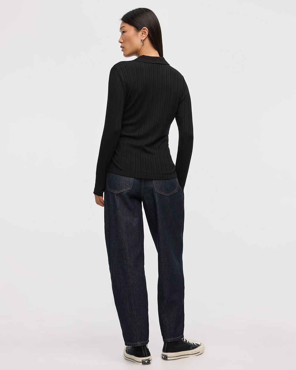 Long-Sleeve Polo Top