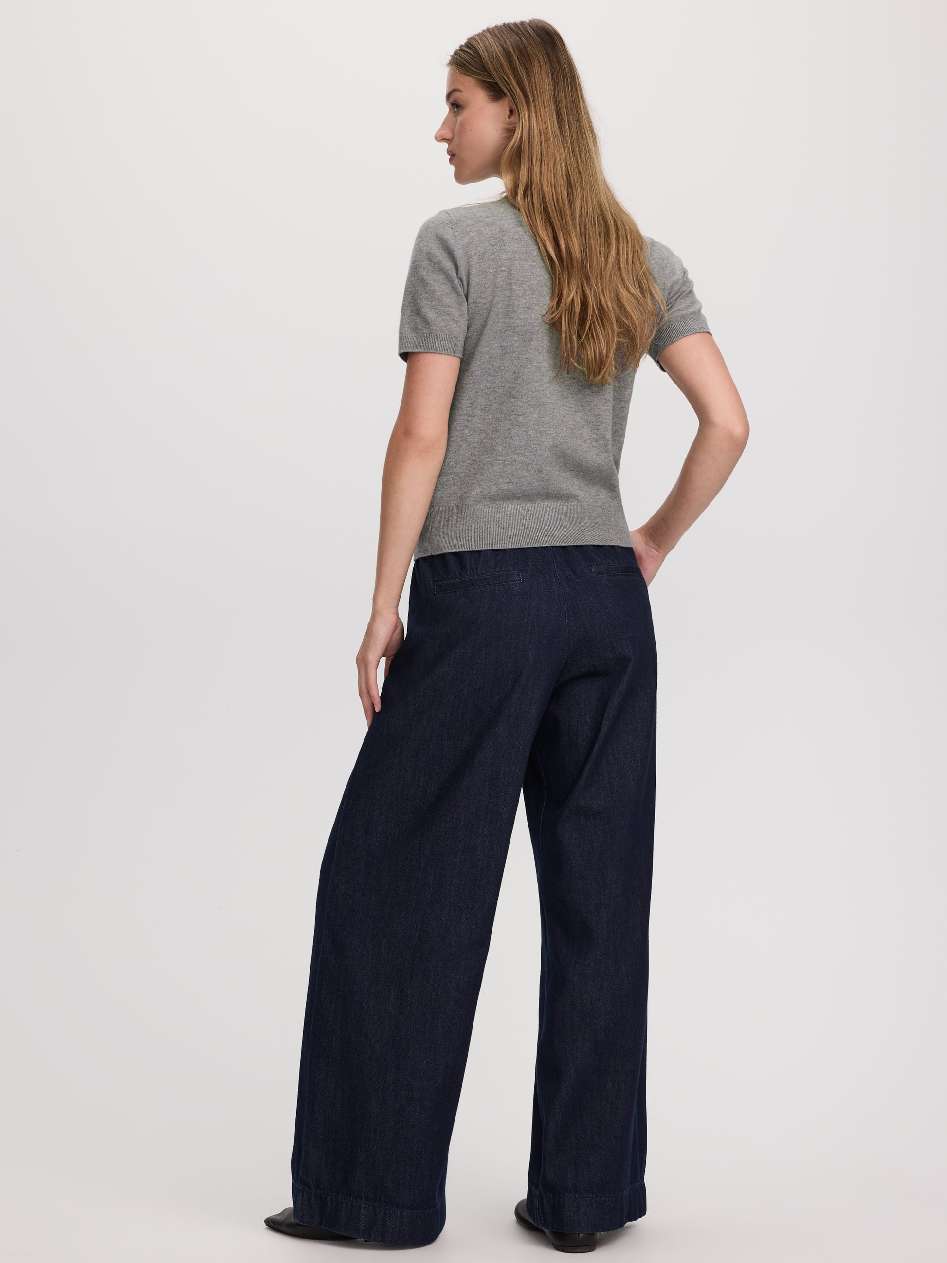 Wide-Leg High-Rise Jean with Sash