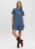 Short-Sleeve Mini Denim Dress