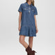 Short-Sleeve Mini Denim Dress