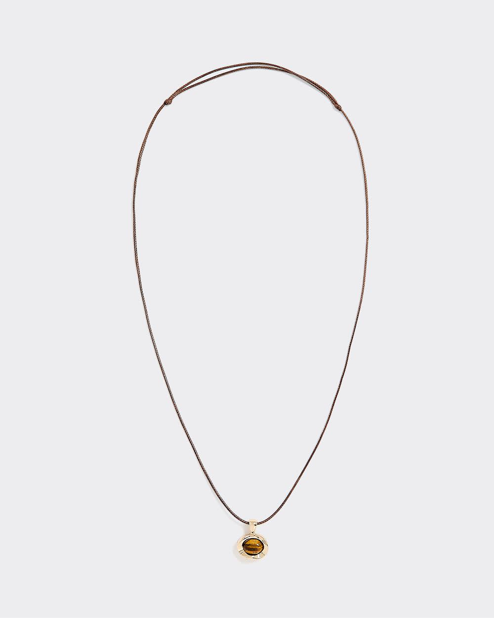 Short Cord Necklace with Tiger Eye