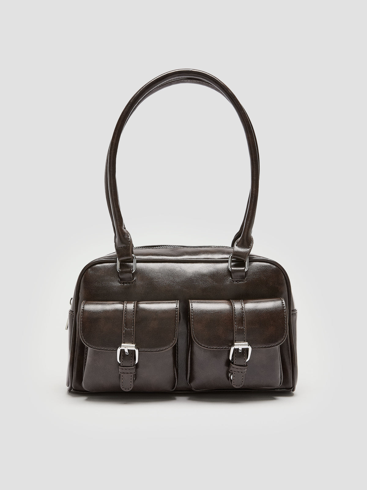 Multi-Pockets Faux-Leather Shoulder Bag