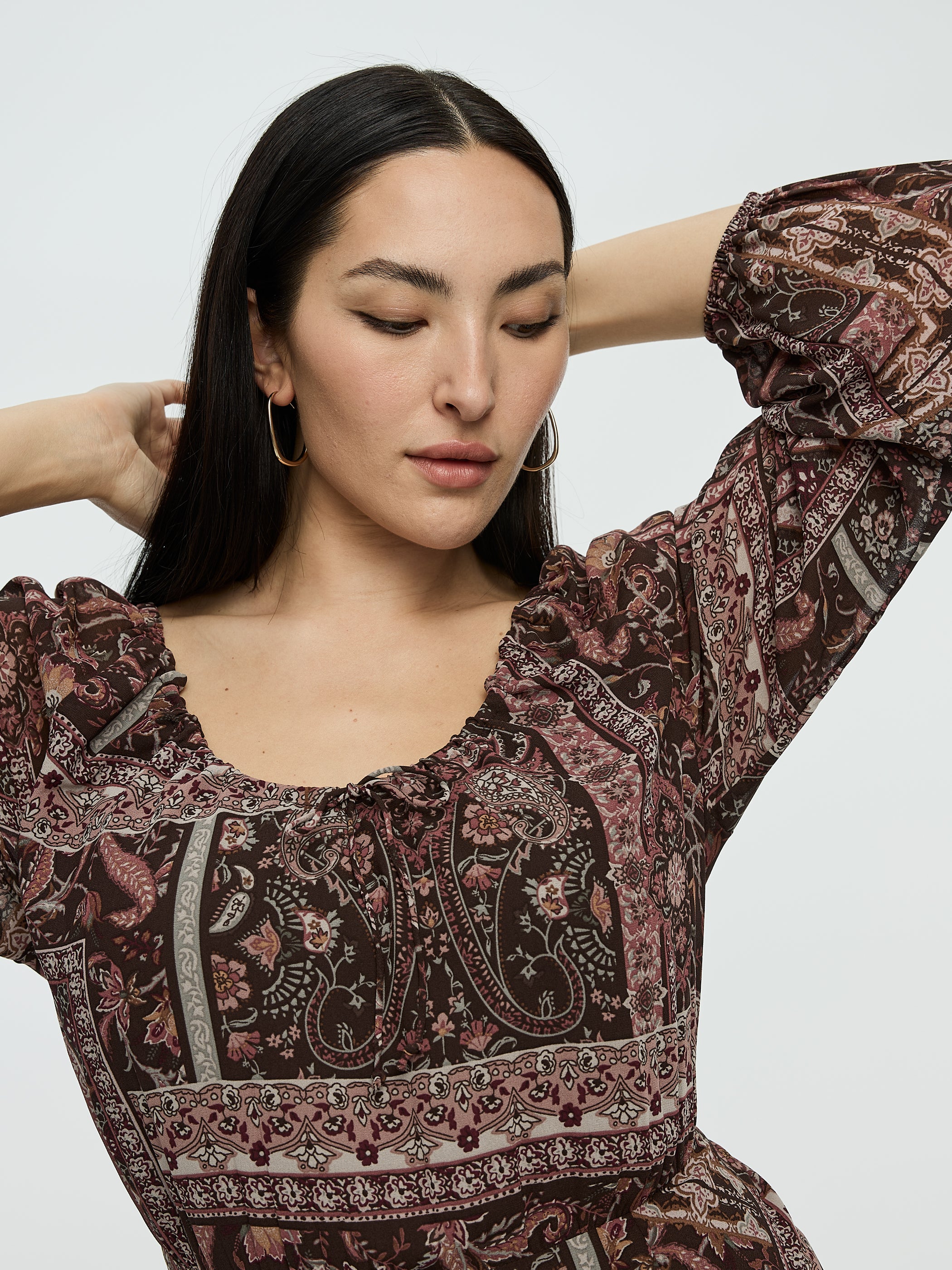 Long-Sleeve Scoop-Neck Dress