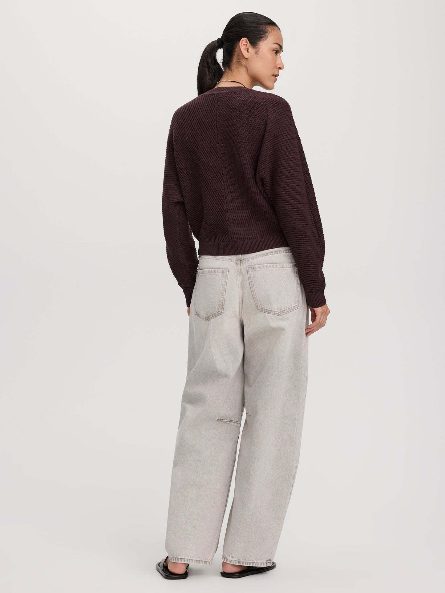 Long-Dolman-Sleeve Crew-Neck Pullover