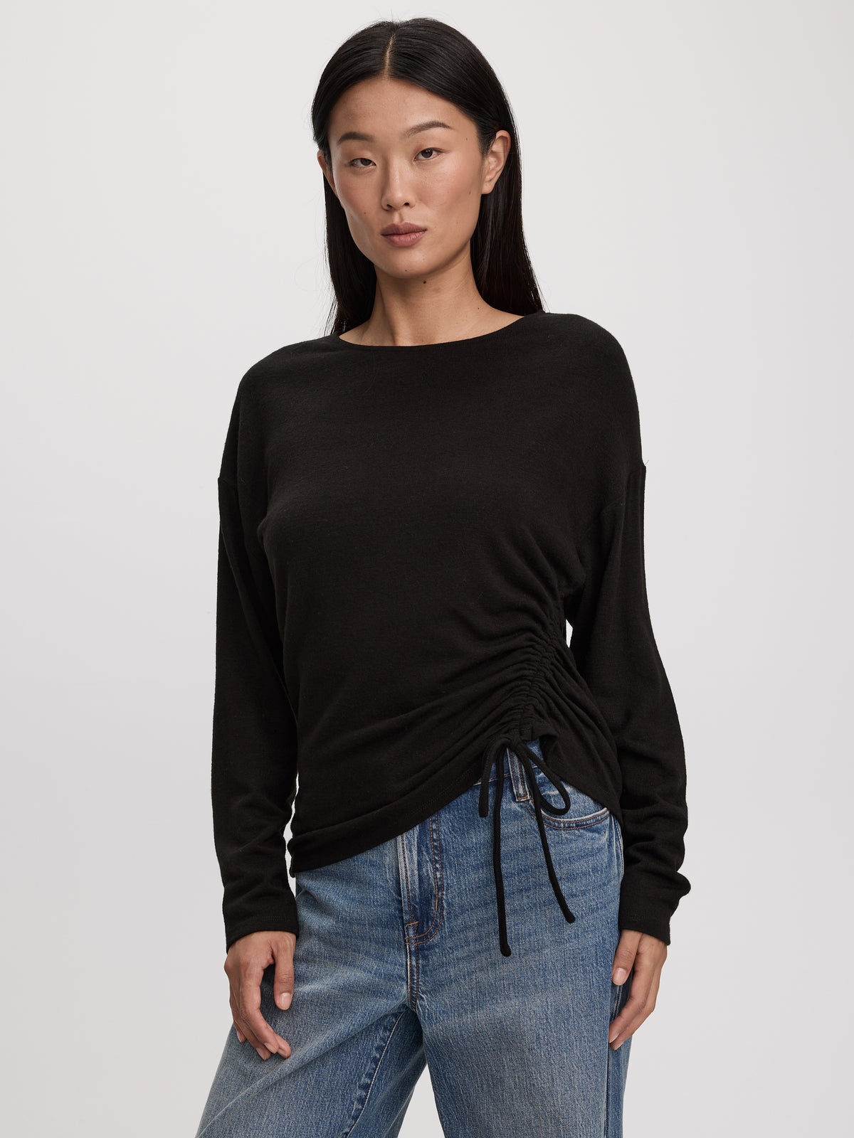 Long-Sleeve Top with Shirred Side