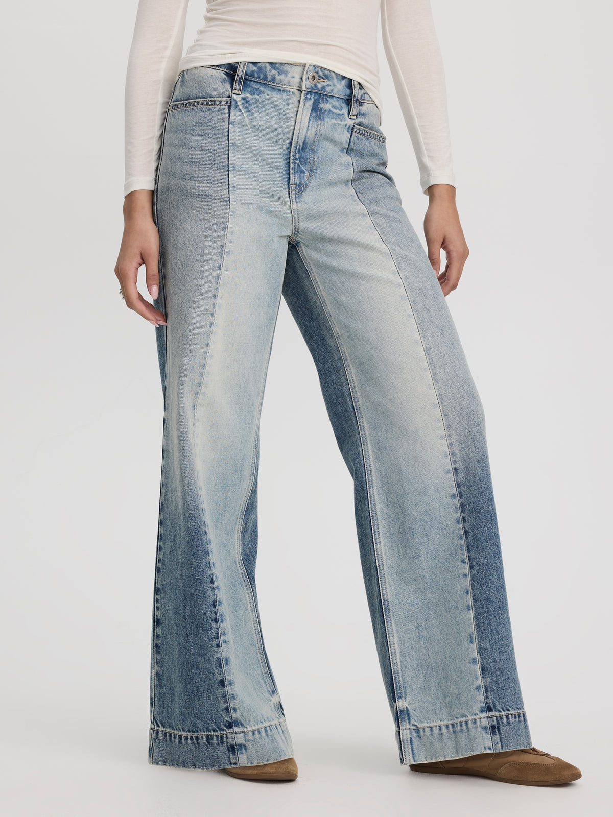 Wide-Leg High-Rise Jean with Elastic Waist
