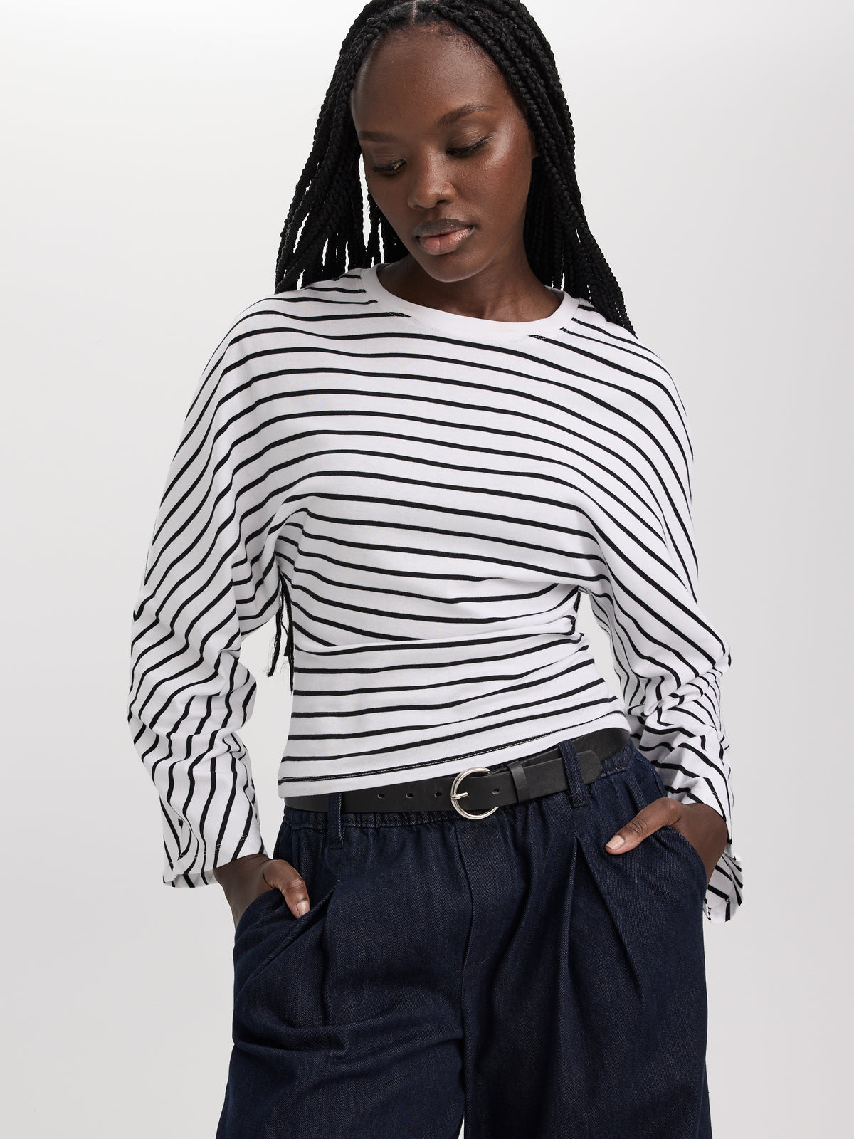 Striped Long-Sleeve Crew-Neck T-Shirt