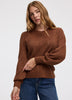 Long-Balloon-Sleeve Crew-Neck Pointelle Sweater