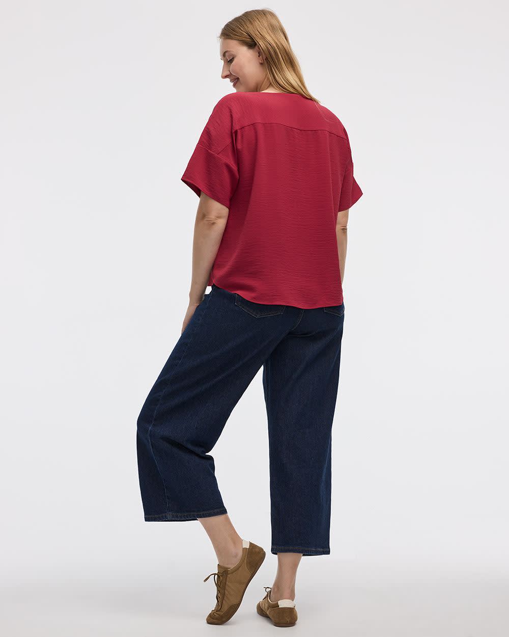 Short-Sleeve Crew-Neck T-Shirt Blouse