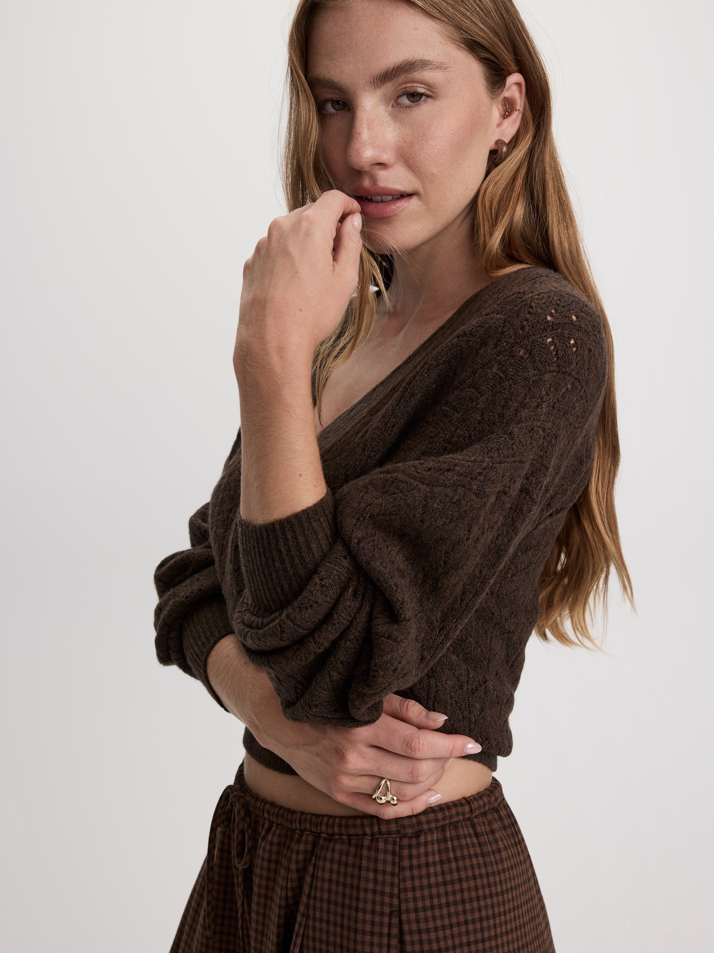 Long-Sleeve V-Neck Wrap Sweater