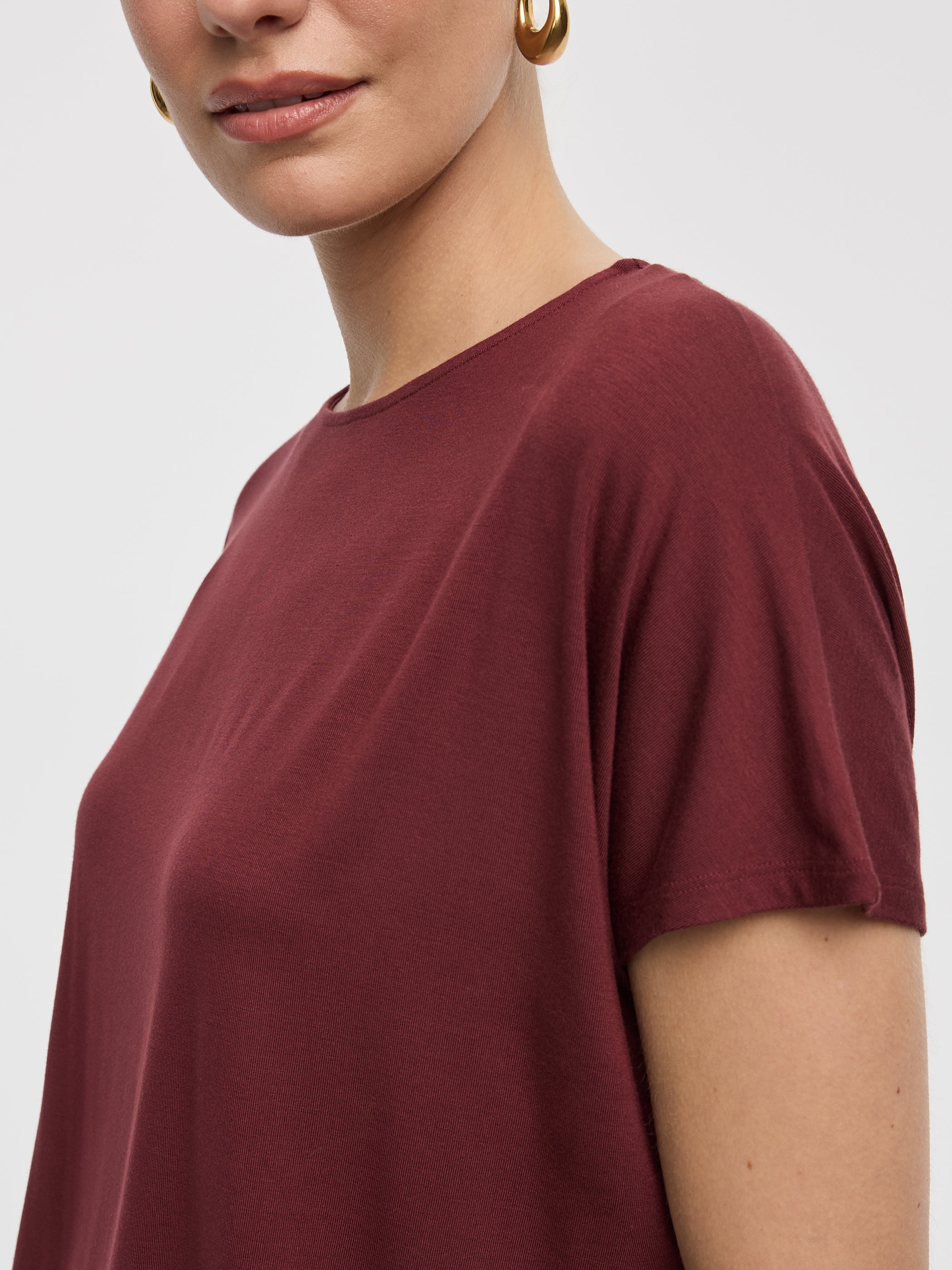 Short-Dolman-Sleeve Boat-Neck T-Shirt