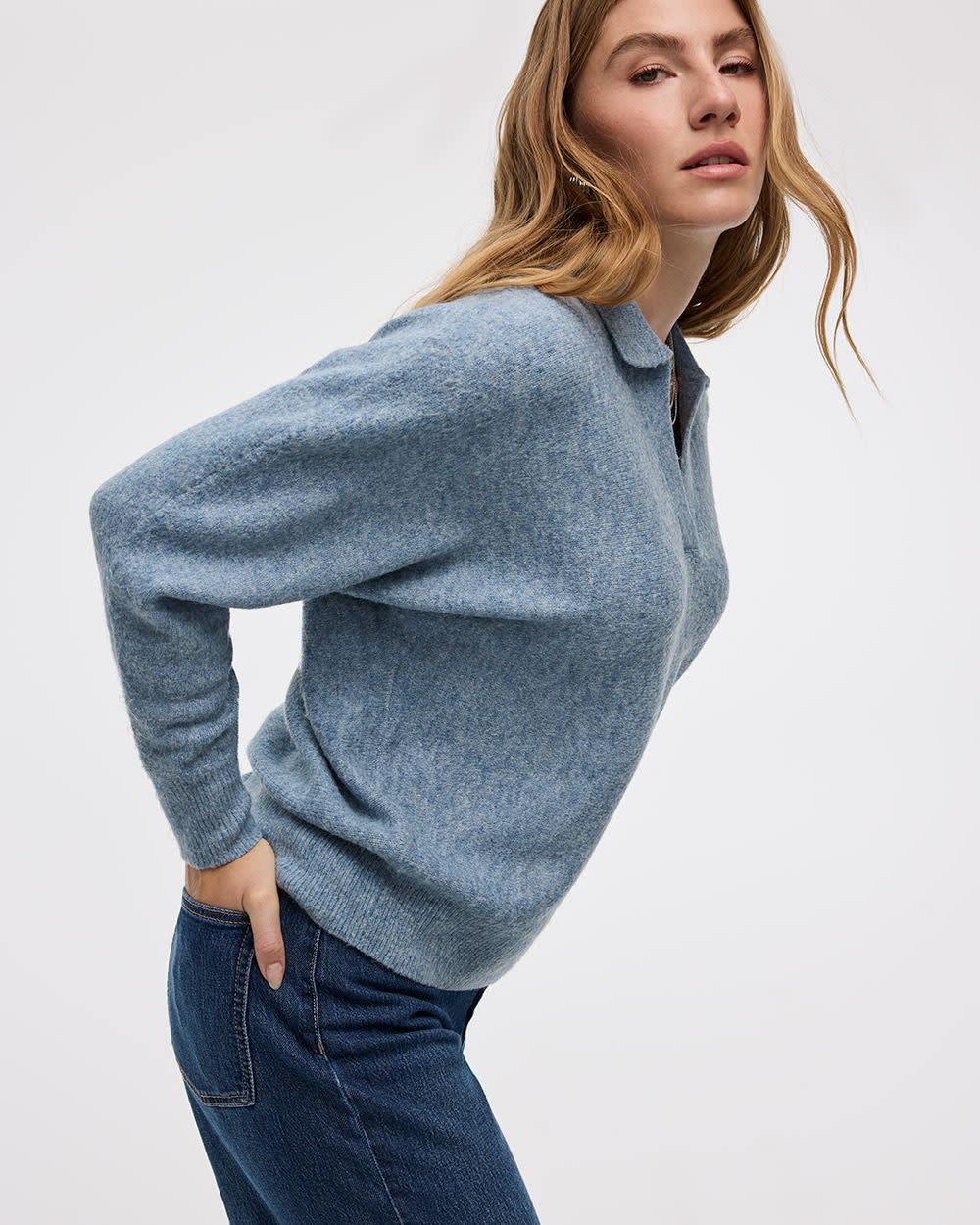 Long-Sleeve Sweater with Johnny Collar
