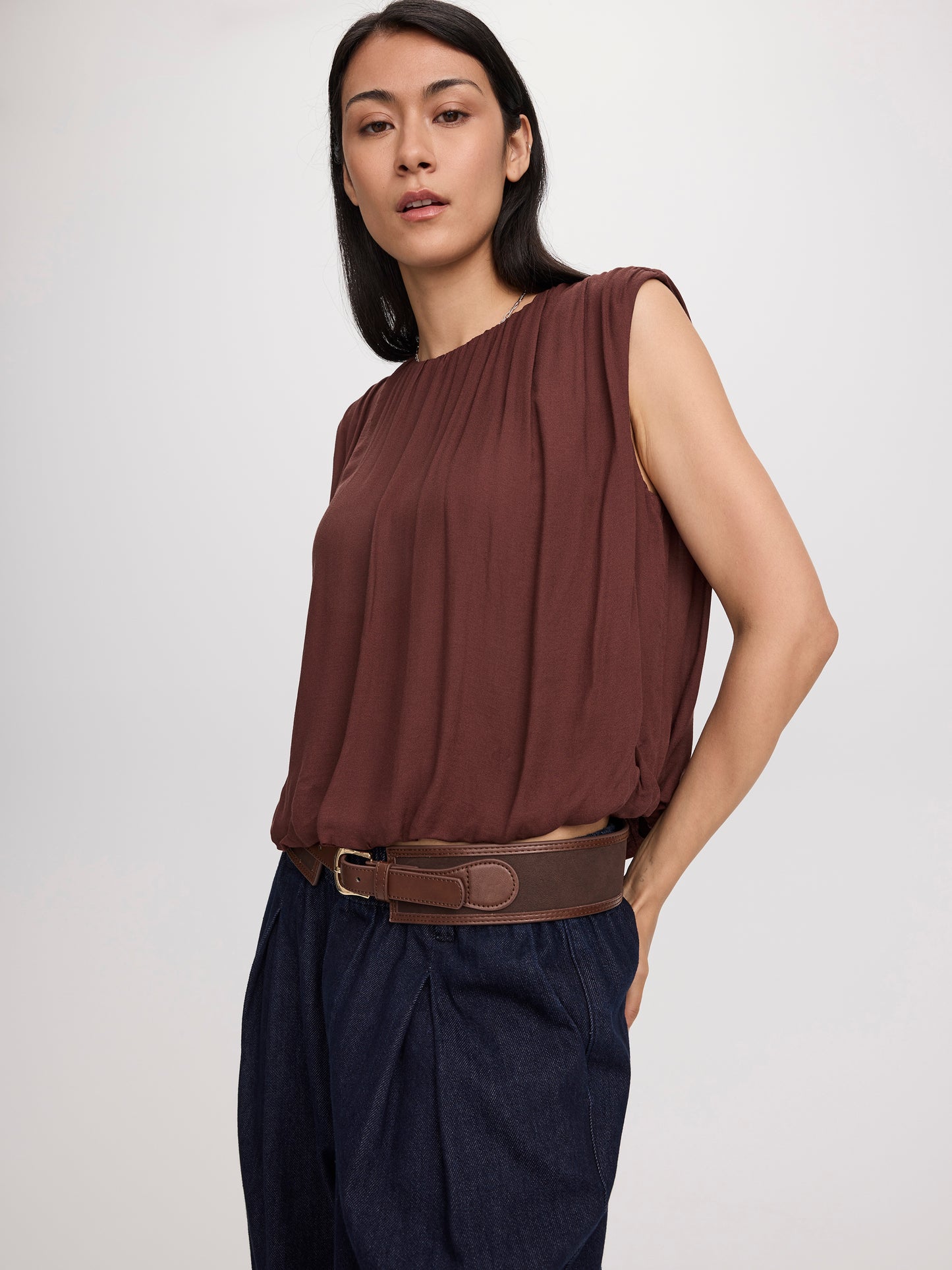 Crew-Neck Tank with Bubble Hem