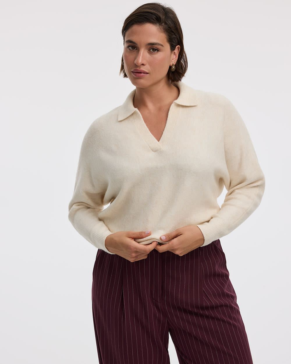 Long-Sleeve Sweater with Johnny Collar