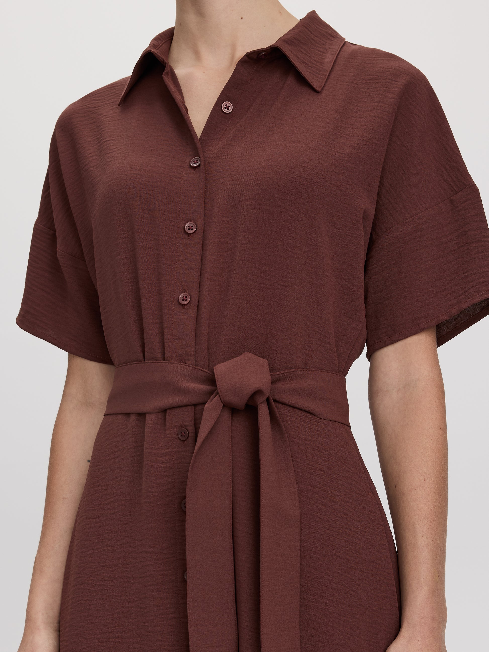 Short-Sleeve Midi Shirtdress