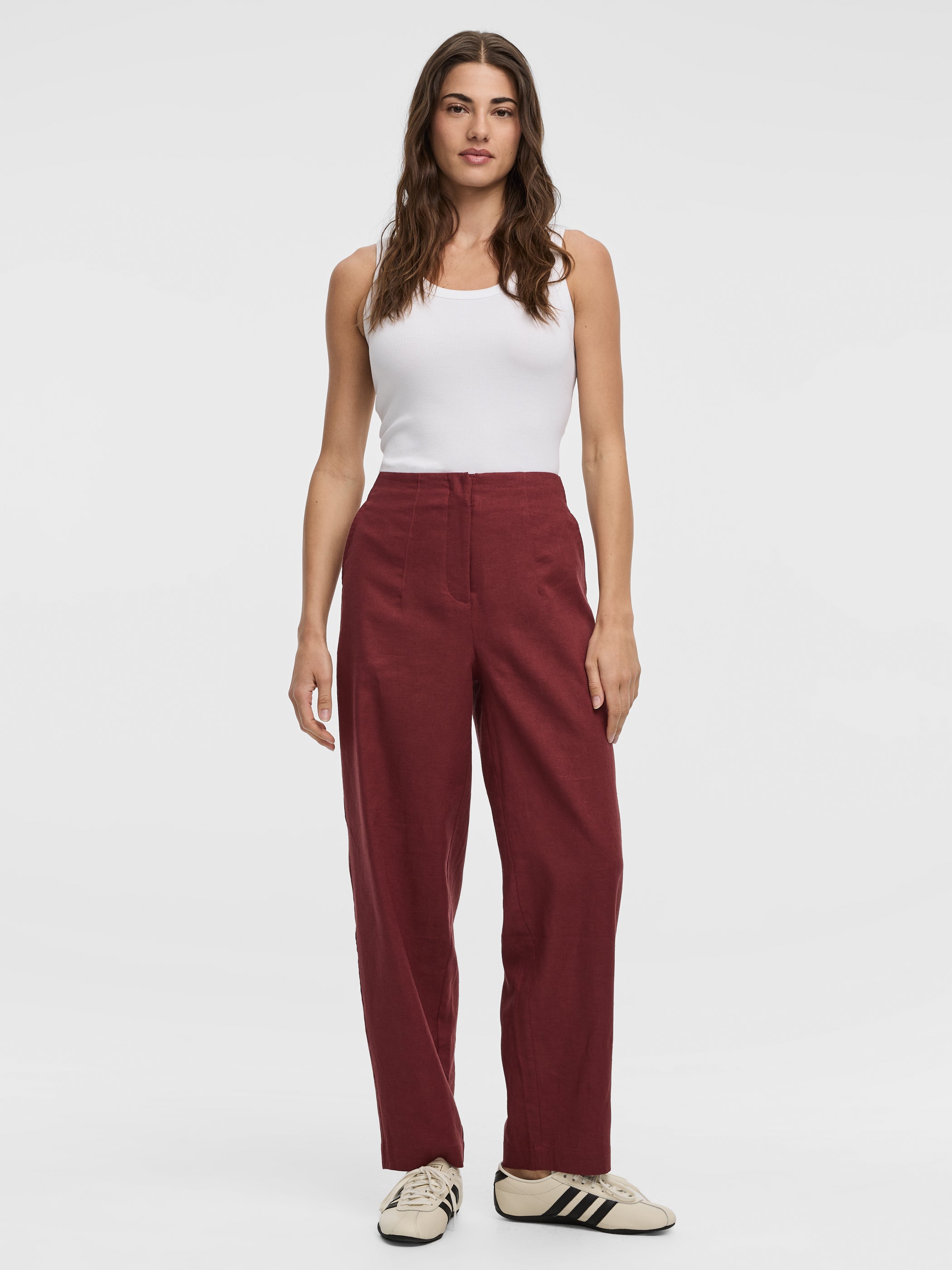 Linen Blend Barrel Pant