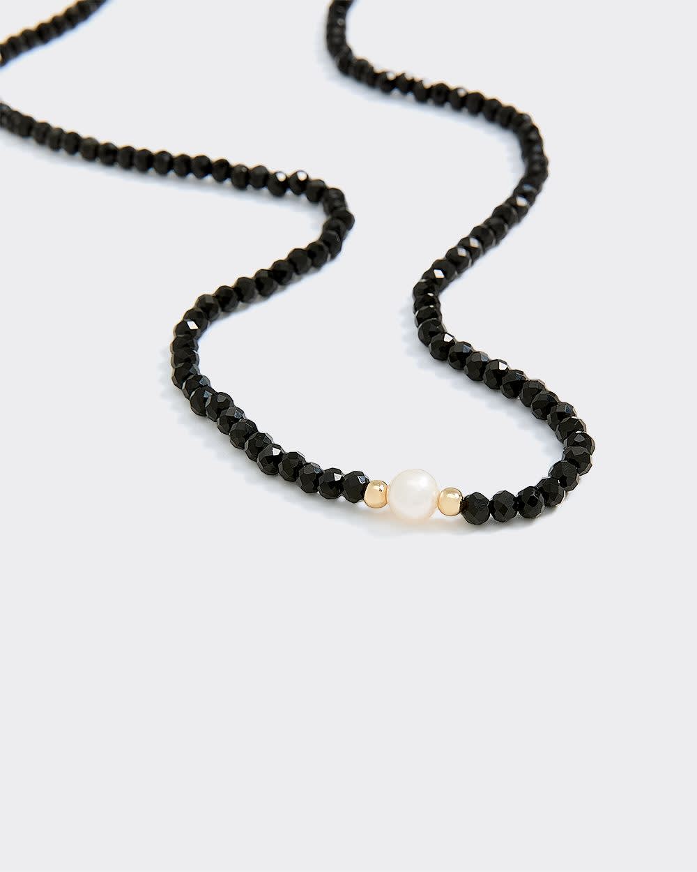 Beaded Short Necklace with Freshwater Pearl