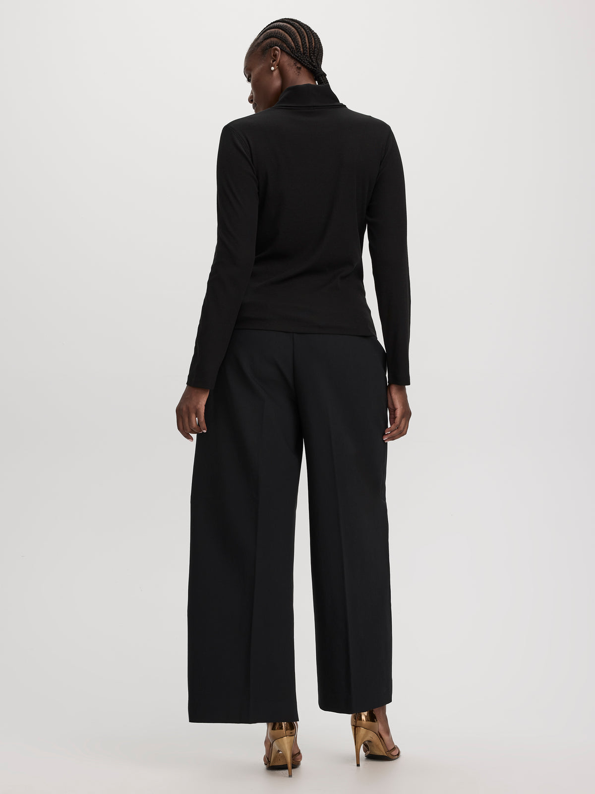 Long-Sleeve Turtleneck Ribbed Top