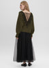 Long-Sleeve Boat-Neck Sweater with Lace Insert