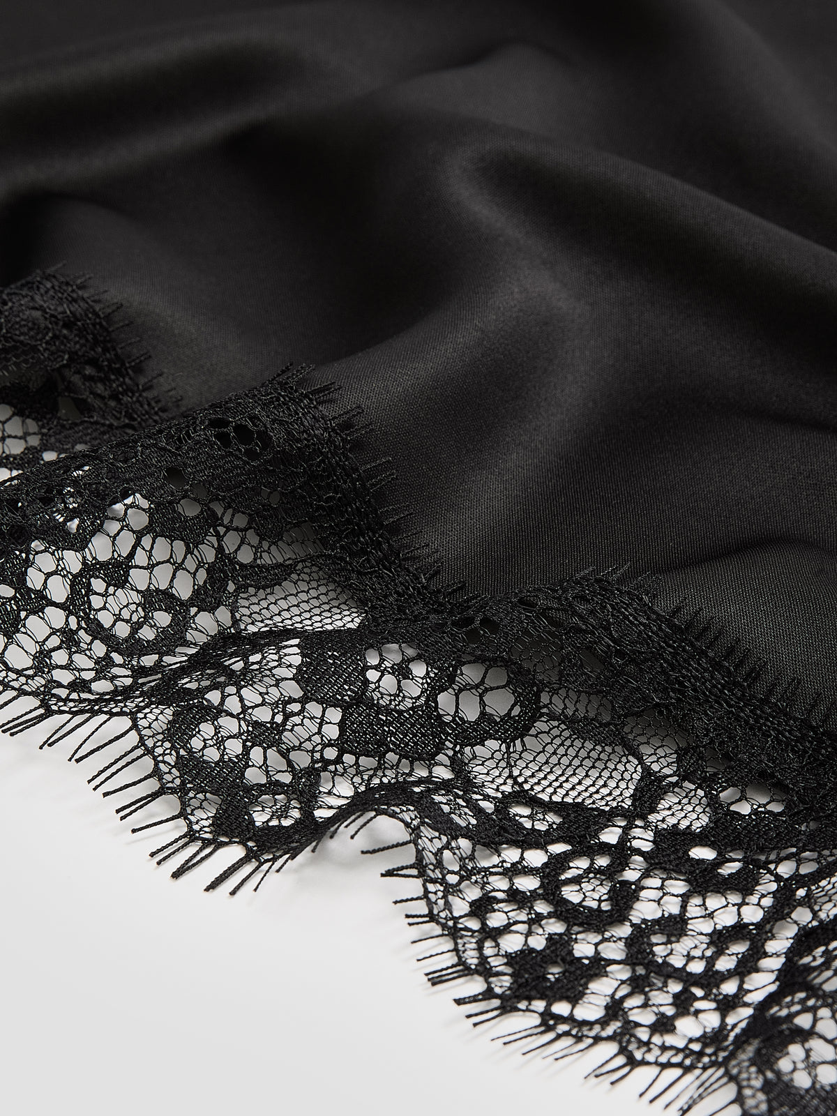 Satin Triangle Scarf with Lace Trim