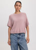 Cashmere-Blend Short-Sleeve Crew-Neck Loose Sweater