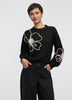 Long-Sleeve Crew-Neck Sweater with Soutache Flowers