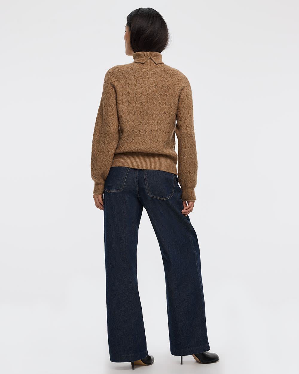 Long-Balloon-Sleeve Mock-Neck Sweater