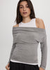 Long-Sleeve Off-the-Shoulder Top with Fooler Insert