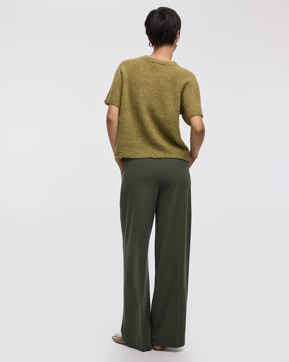 Elbow-Sleeve Crew-Neck Loose Sweater