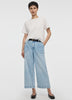 Jean court à jambe large et taille haute