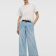 Jean court à jambe large et taille haute