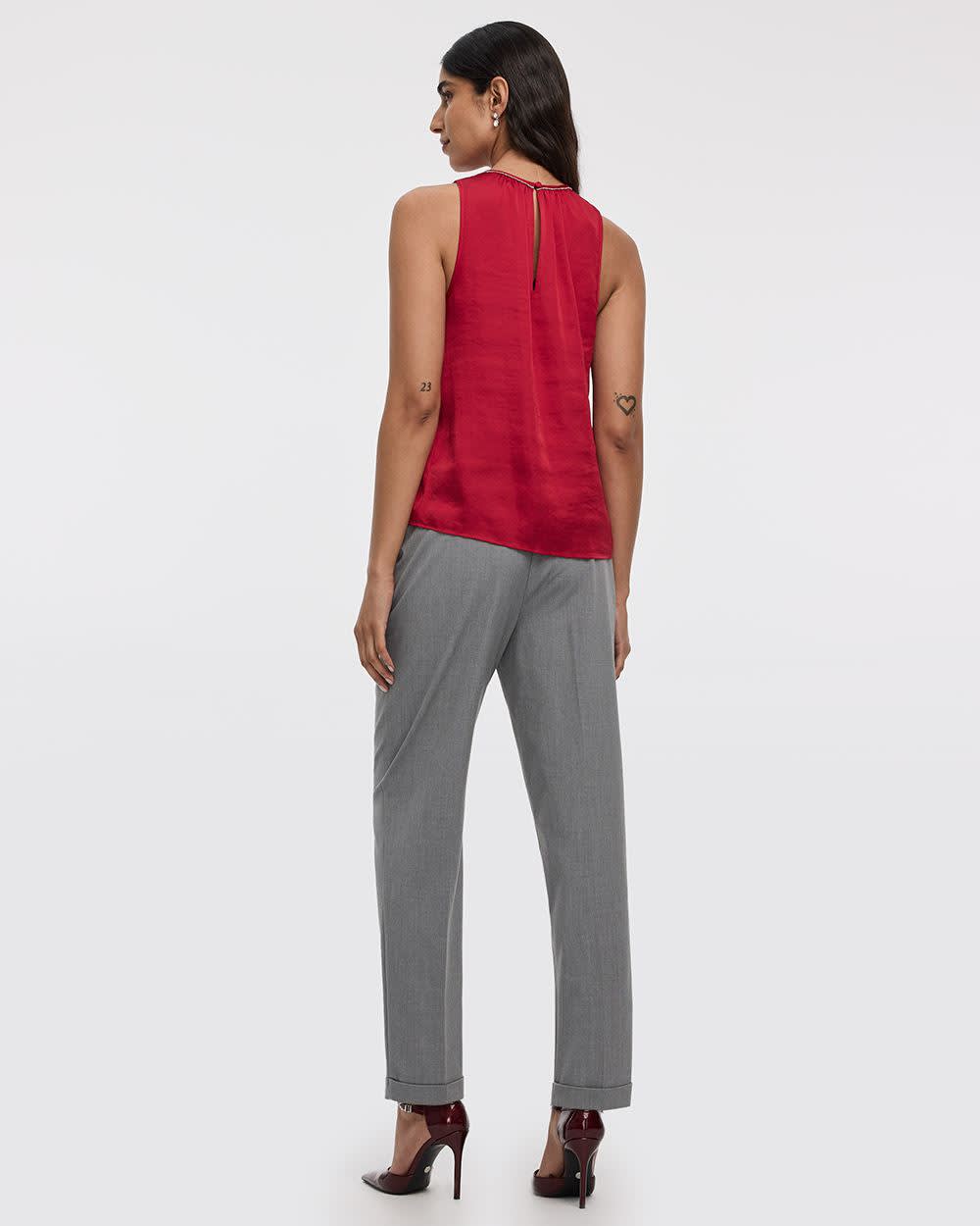 Sleeveless Blouse with Jewelled Trim