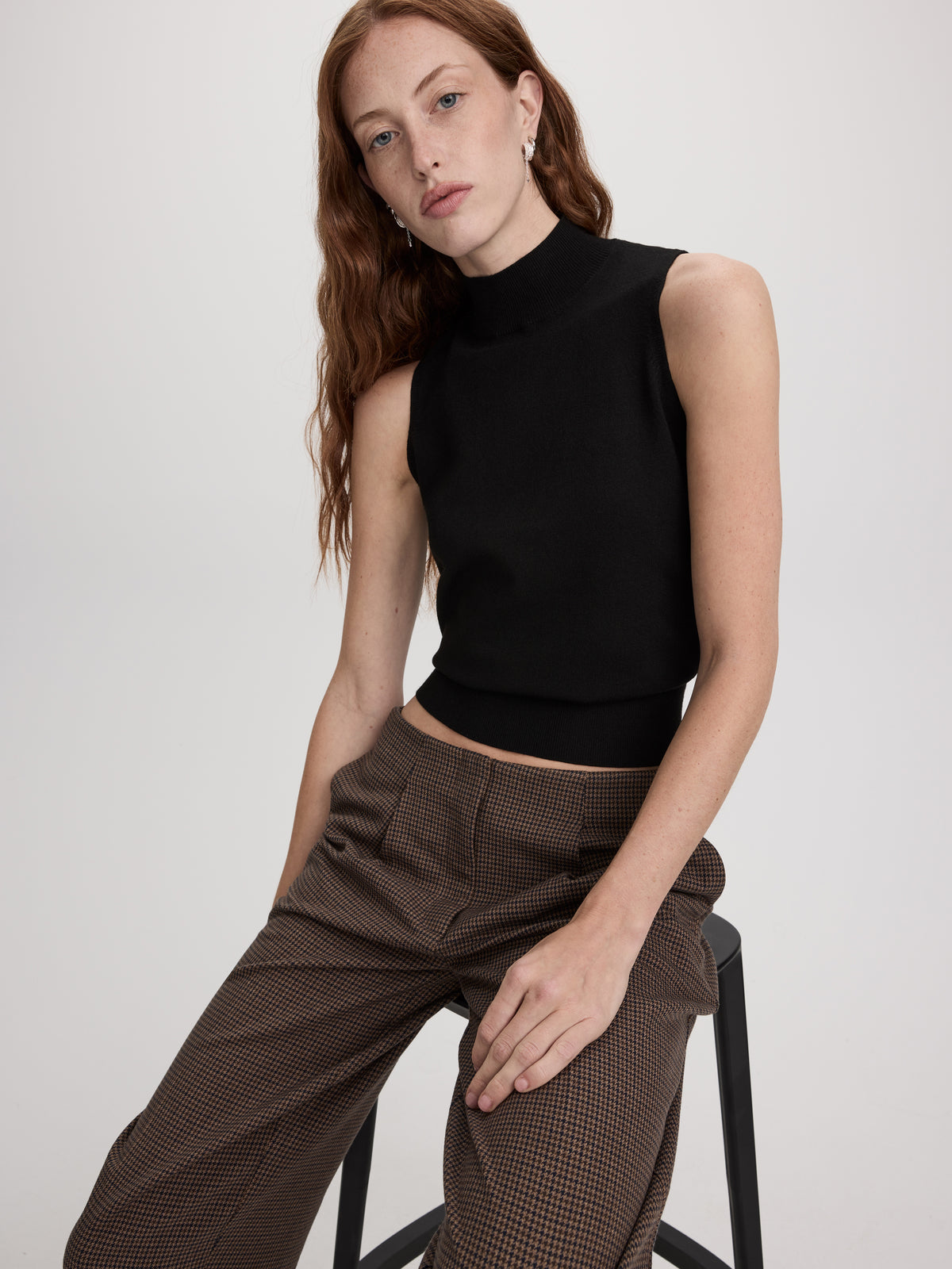 Sleeveless Mock-Neck Sweater