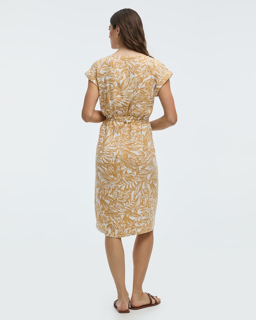 Short-Sleeve Midi Dress with Wrap Detail