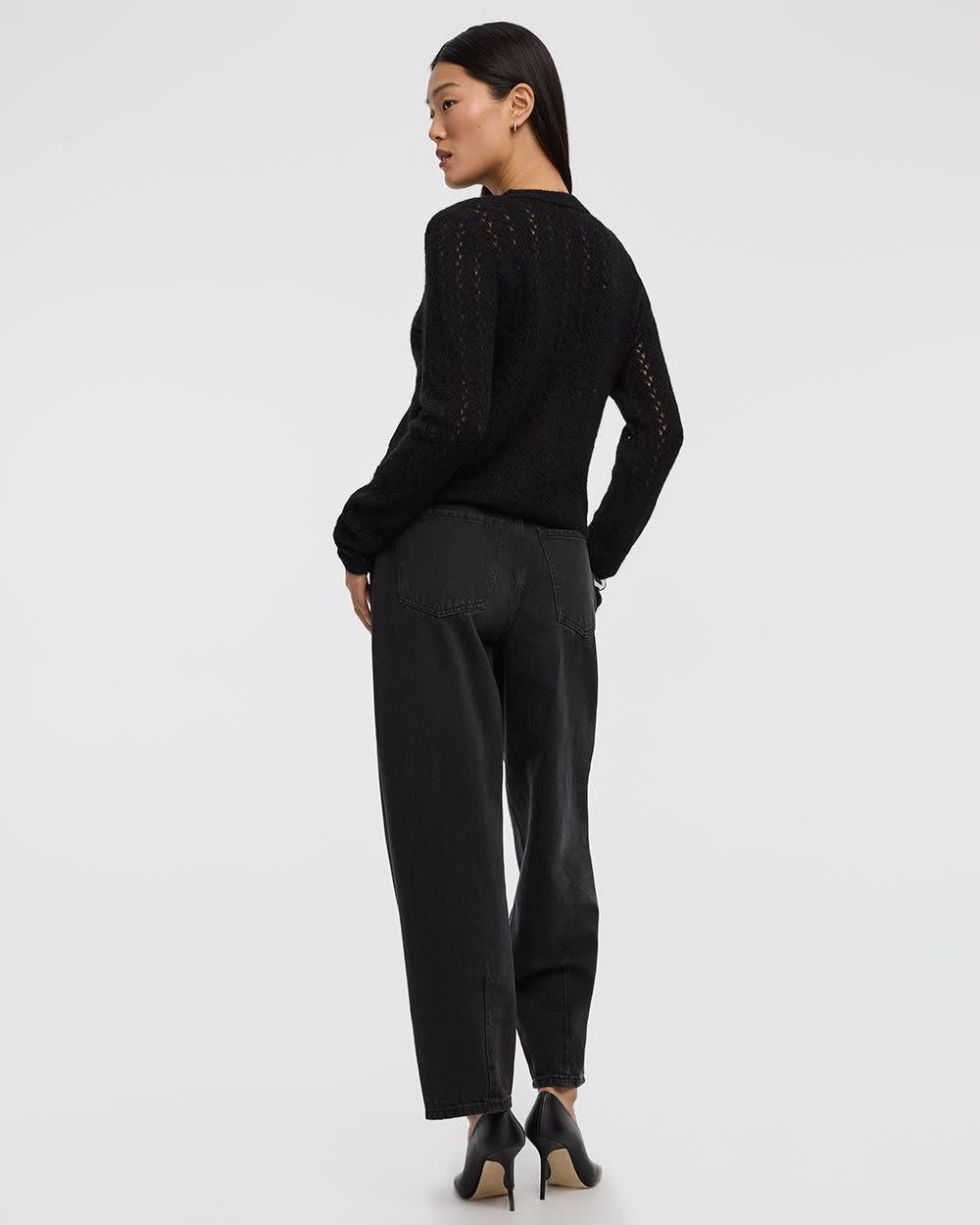 Long-Sleeve V-Neck Fancy-Stitch Cardigan