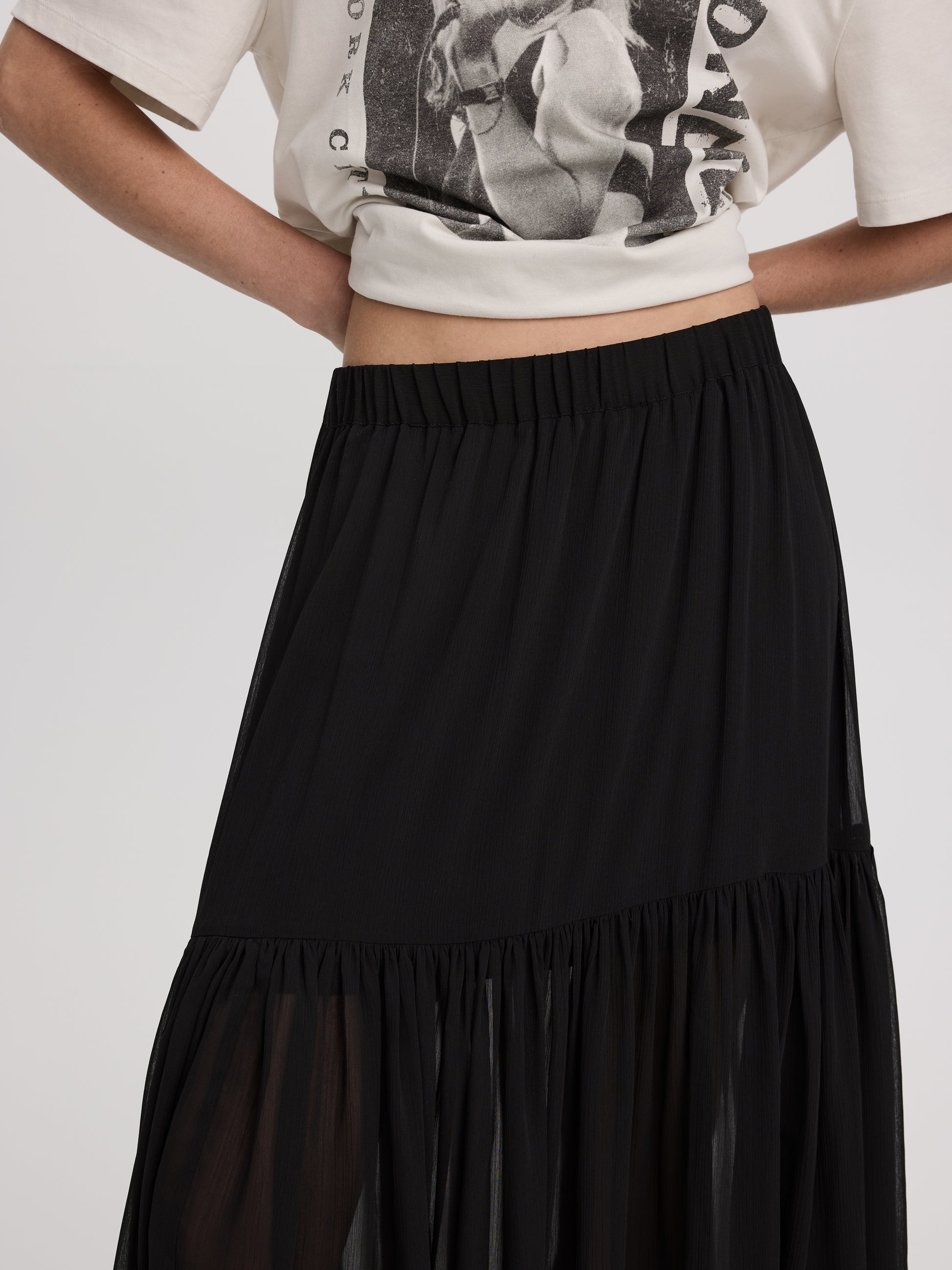 Pleated-Chiffon Maxi Skirt