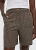 Striped Linen-Blend High-Rise Bermuda