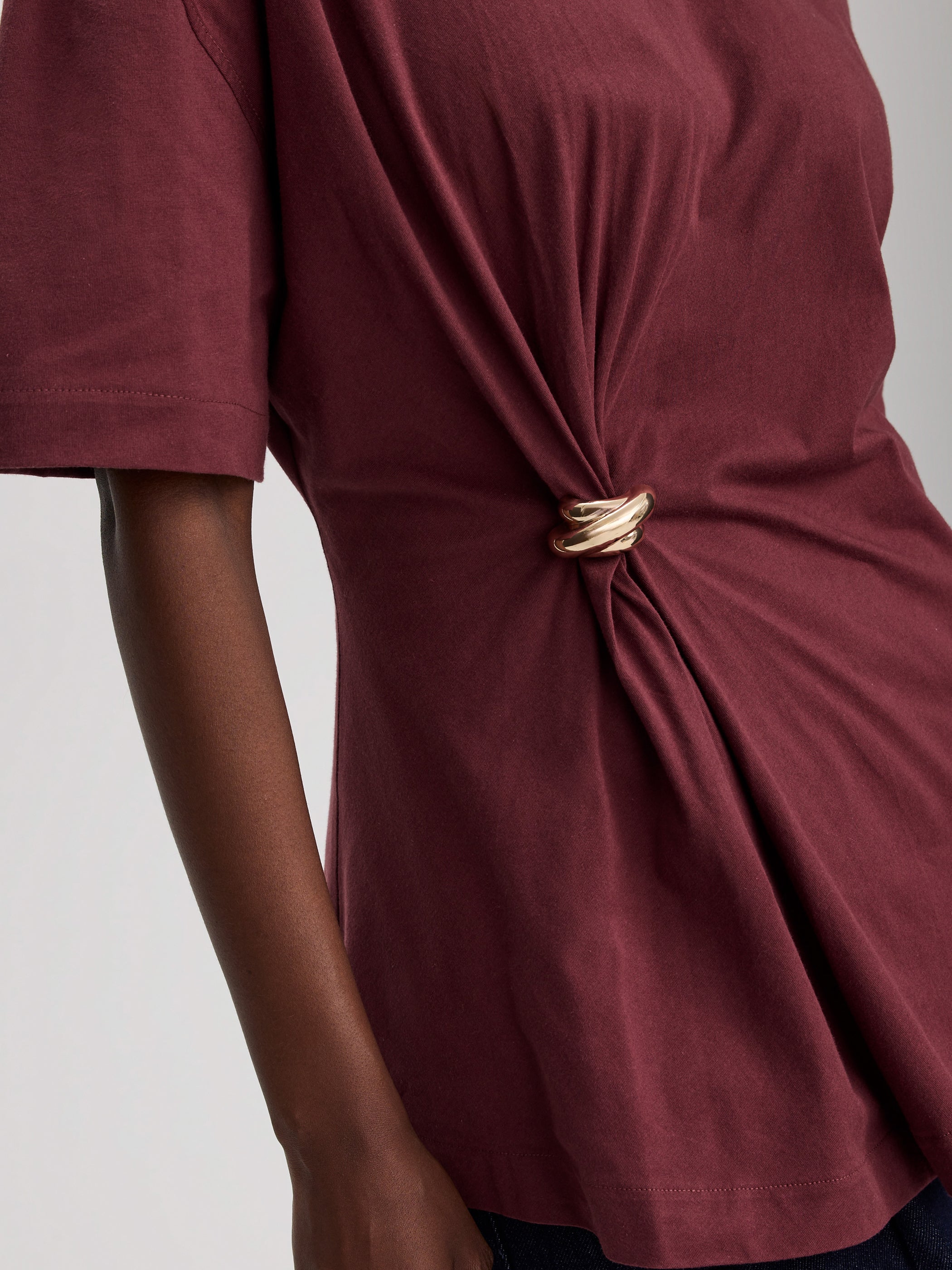 Crew-Neck T-Shirt with Metal Ring