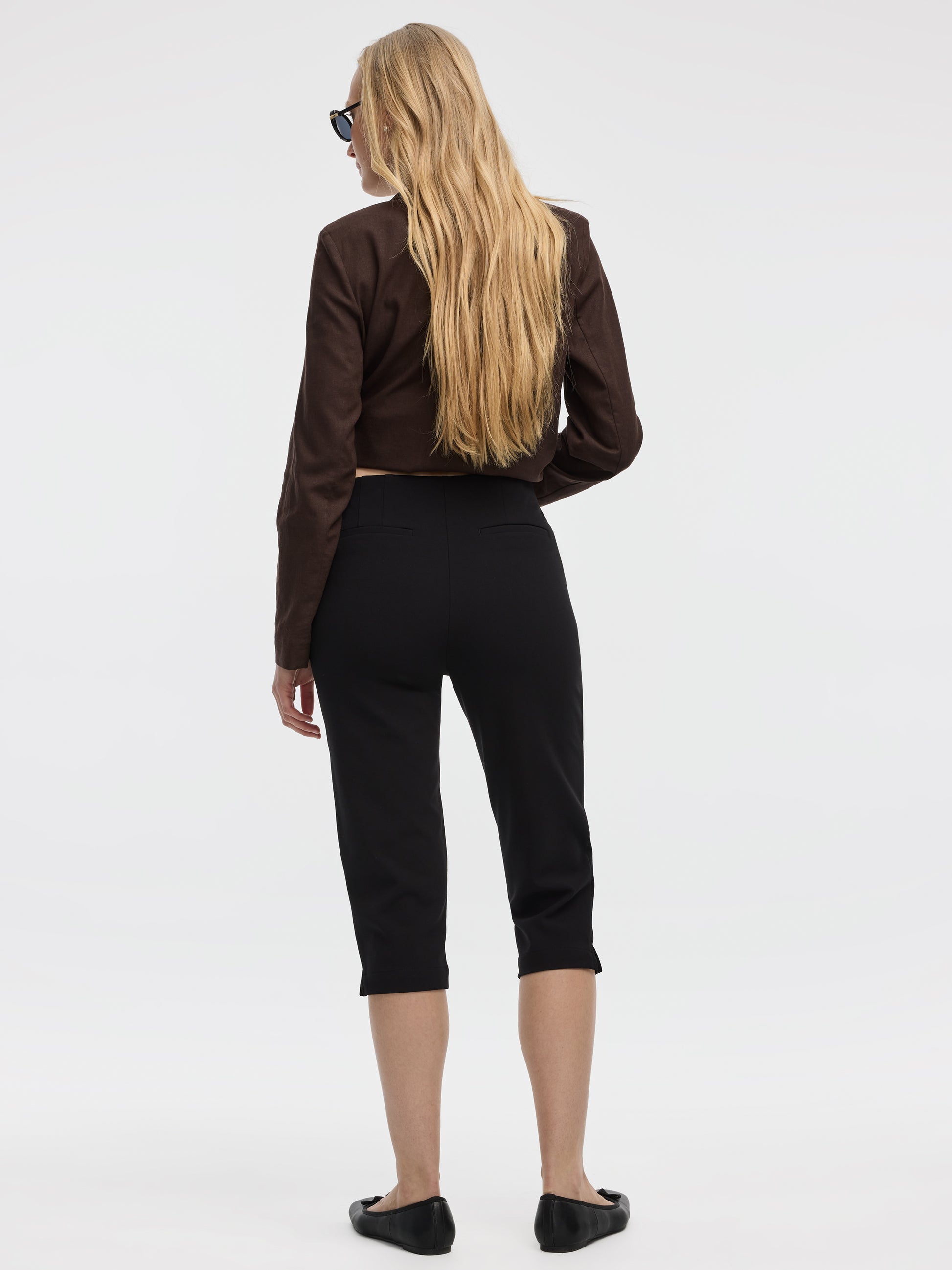 Slim-Leg High-Rise Capri Pants