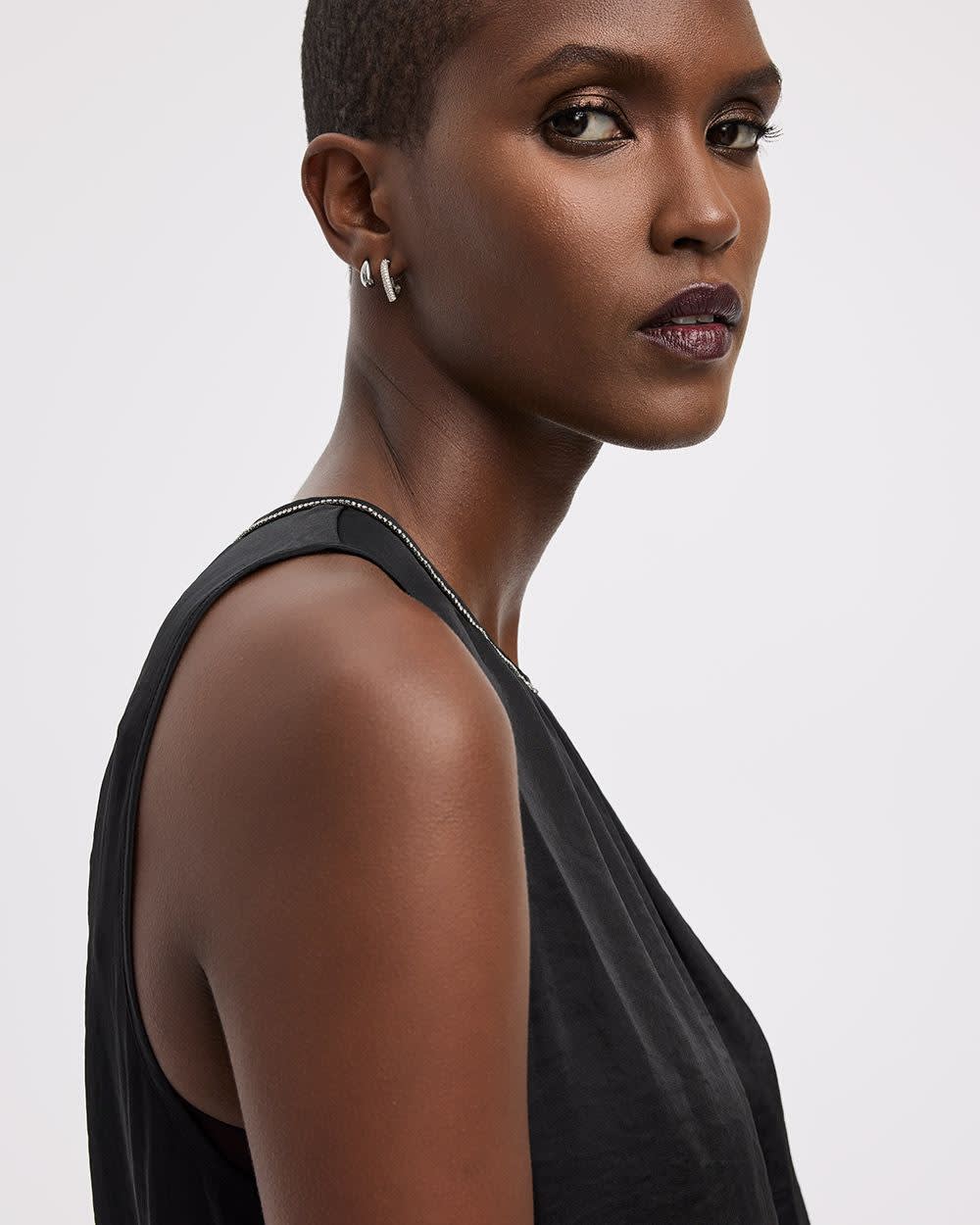 Sleeveless Blouse with Jewelled Trim