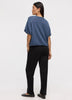 Cashmere-Blend Short-Sleeve Crew-Neck Loose Sweater