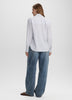 Striped Long-Sleeve Buttoned-Down Seersucker Blouse